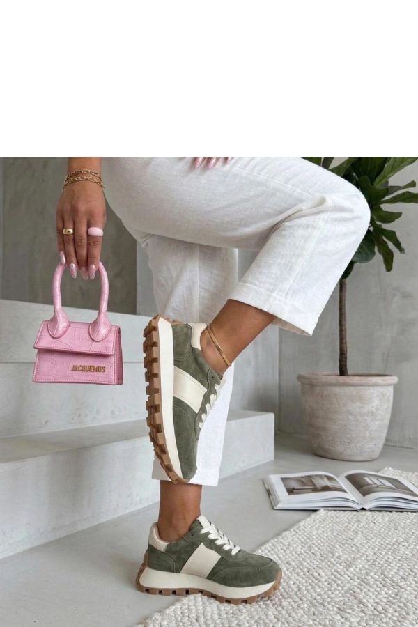 Green Platform Sneakers.Fabric, Footbed and Platform Height