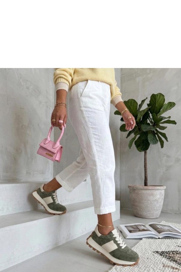 Green Platform Sneakers.Fabric, Footbed and Platform Height