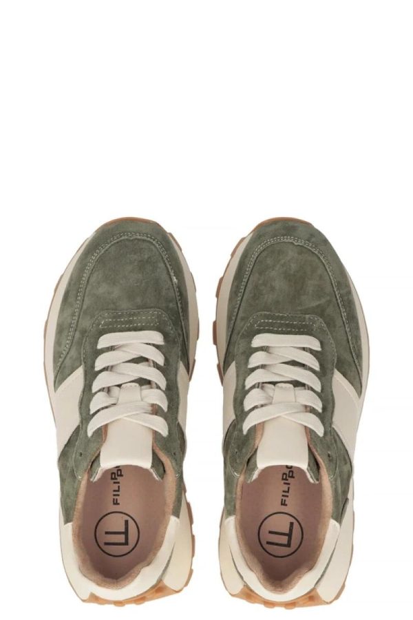 Green Platform Sneakers.Fabric, Footbed and Platform Height