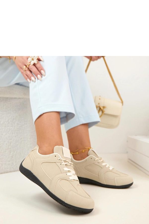 Beige Sport Shoes in Women`s Athletic Shoes, Trainers, Sneakers with Fabric, Footbed and Sole Height