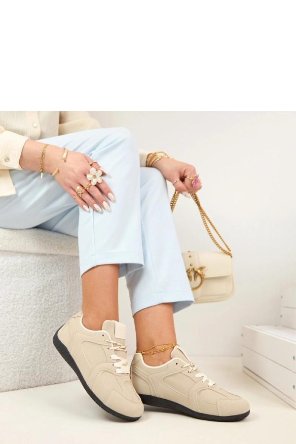 Beige Sport Shoes in Women`s Athletic Shoes, Trainers, Sneakers with Fabric, Footbed and Sole Height