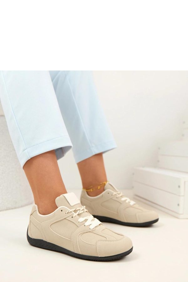 Beige Sport Shoes in Women`s Athletic Shoes, Trainers, Sneakers with Fabric, Footbed and Sole Height