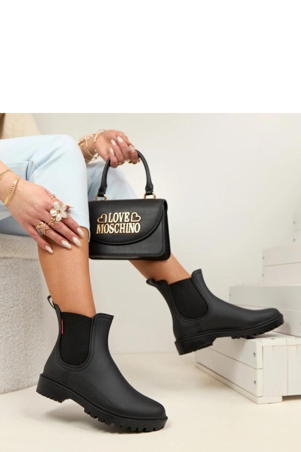 Black Wellingtons.Fabric, Upper Height and Heel Height
