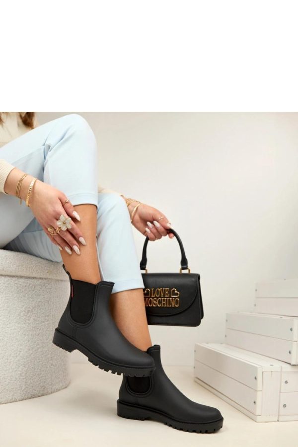 Black Wellingtons.Fabric, Upper Height and Heel Height