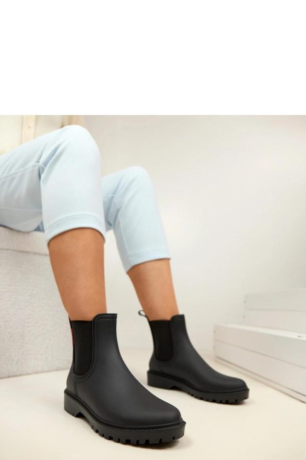 Black Wellingtons.Fabric, Upper Height and Heel Height
