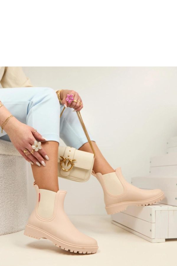 Beige Wellingtons....Fabric, Upper Height and Heel Height