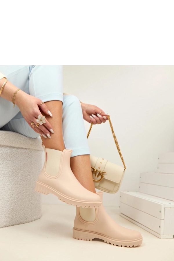 Beige Wellingtons....Fabric, Upper Height and Heel Height