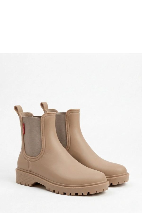 Beige Wellingtons....Fabric, Upper Height and Heel Height