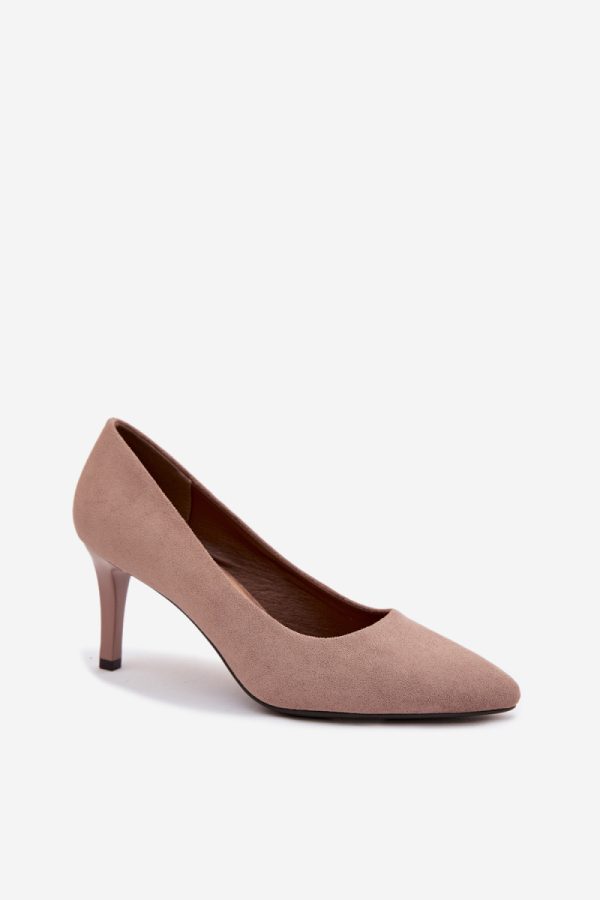 Brown High Heels in High Heels with Fabric, Footbed, Upper Height and Heel Height