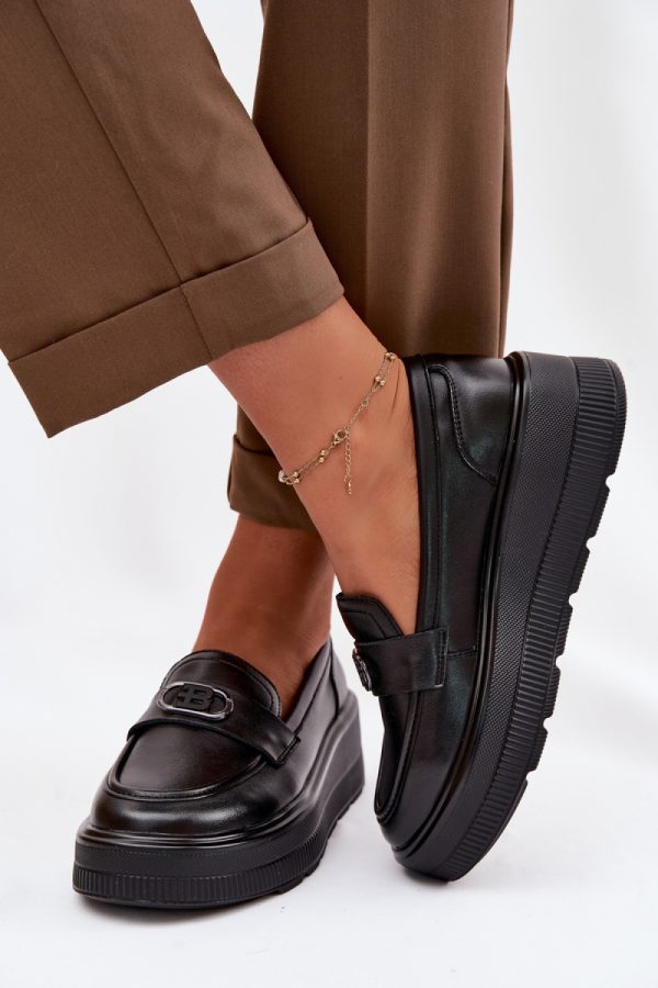 Black Mocassin in Moccasins, Loafers with Fabric, Footbed, Upper Height and Platform Height