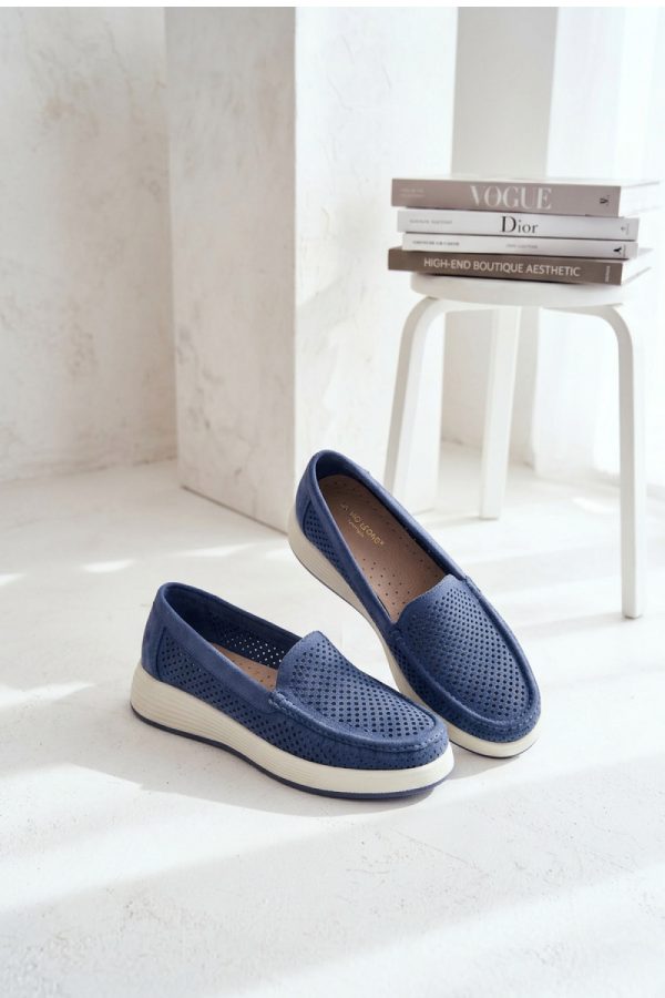 Blue Mocassin in Moccasins, Loafers with Fabric, Footbed, Upper Height and Sole Height
