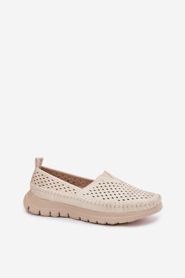 Beige Mocassin in Moccasins, Loafers with Fabric, Footbed, Upper Height and Sole Height