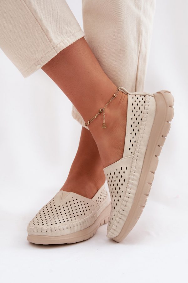 Beige Mocassin in Moccasins, Loafers with Fabric, Footbed, Upper Height and Sole Height