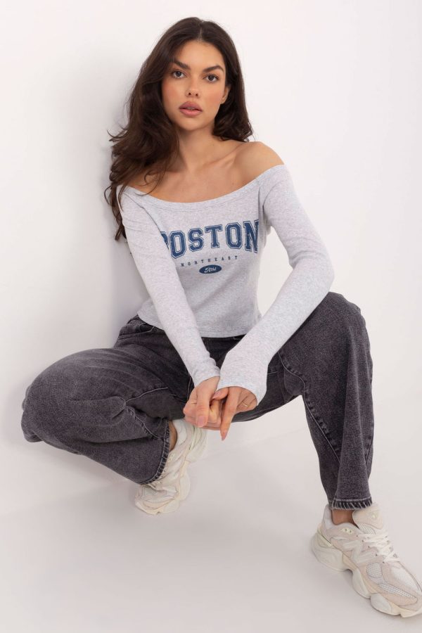 Grey Blouse in Women`s Blouses, Tunics with Cotton