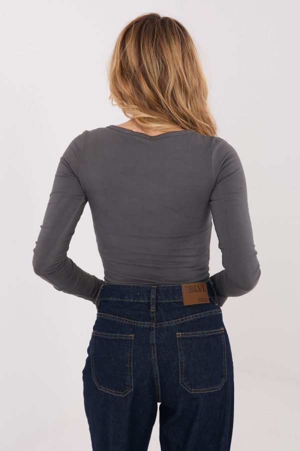 Grey Blouse in Women`s Blouses, Tunics with Cotton and Spandex