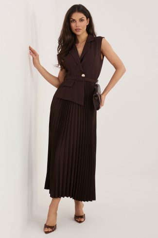 1119755 Brown Daydress in Day Dresses with Spandex, Polyester and Viscose