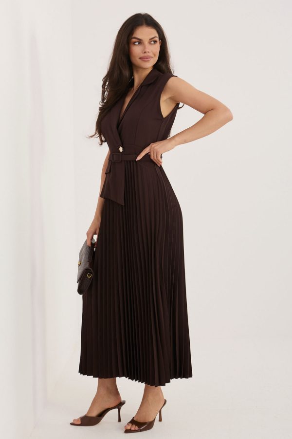 Brown Daydress in Day Dresses with Spandex, Polyester and Viscose