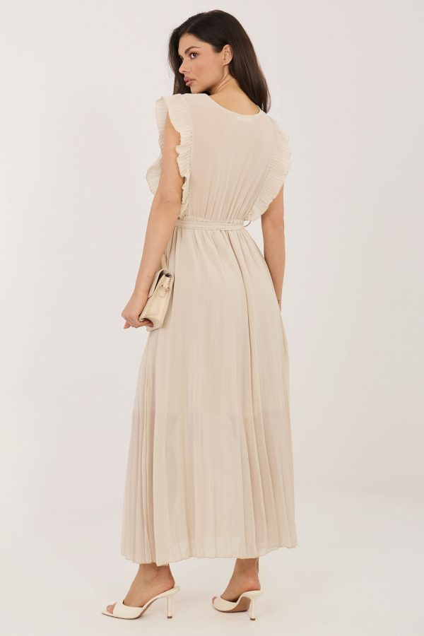 Beige Daydress in Day Dresses with Spandex, Polyester and Viscose