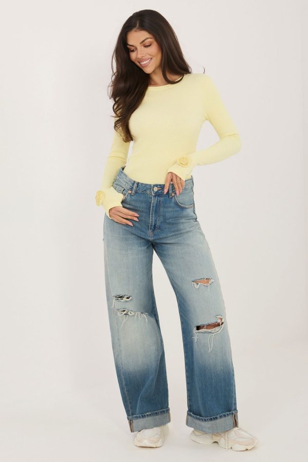 Yellow Blouse in Women`s Blouses, Tunics with Cotton and Spandex