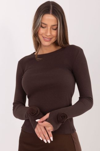 Brown Blouse in Women`s Blouses, Tunics with Cotton and Spandex