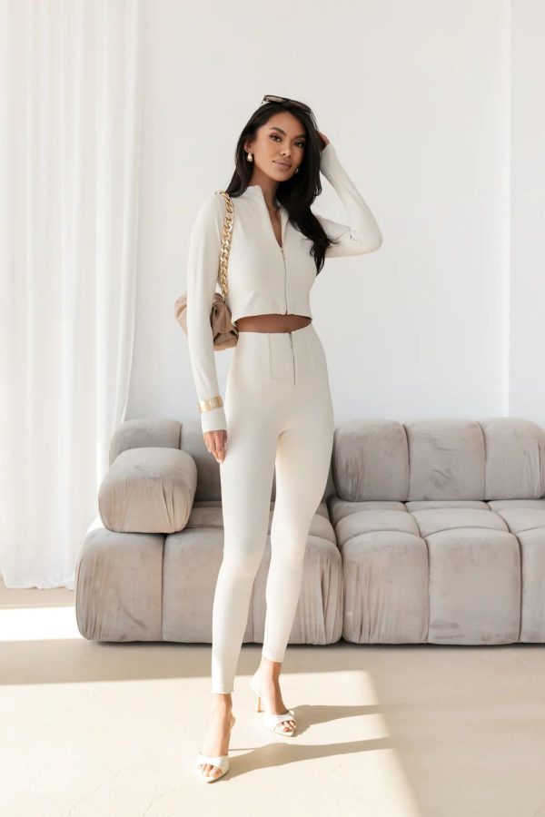 Beige Set in Pants, Trousers, Shorts with Spandex and Viscose