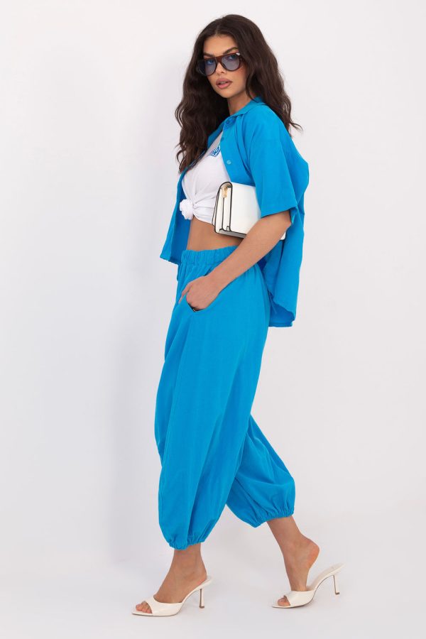Blue Corduroy Trousers in Pants, Trousers, Shorts with Cotton