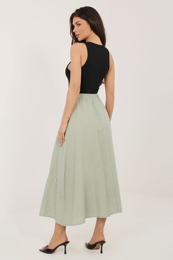 Green Long Skirt in Skirts with Cotton, Len and Lyocel