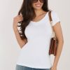 White Blouse in Women`s Blouses, Tunics with Cotton and Spandex