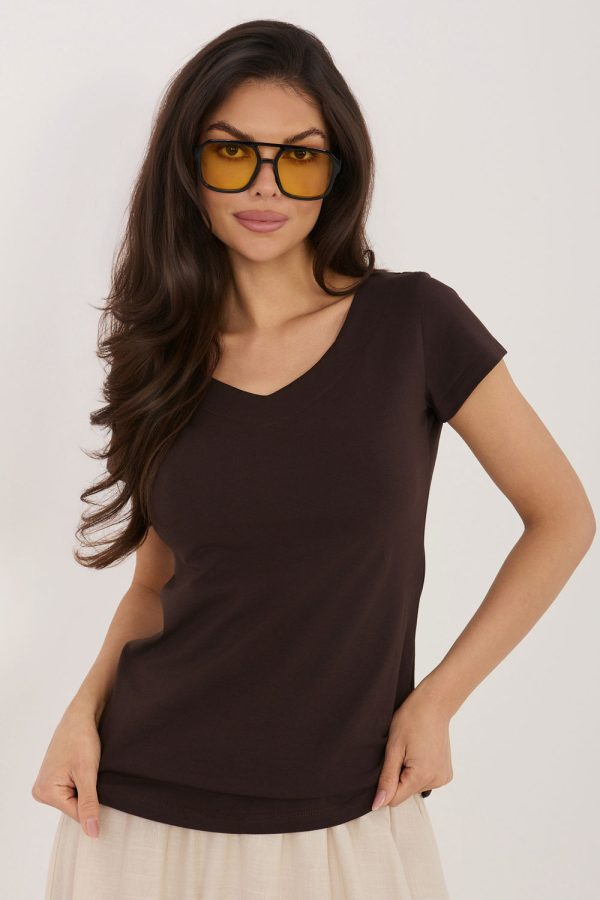 Brown Blouse in Women`s Blouses, Tunics with Cotton and Spandex