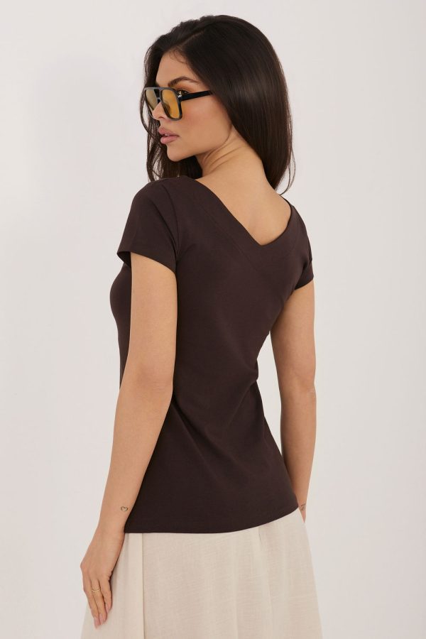 Brown Blouse in Women`s Blouses, Tunics with Cotton and Spandex