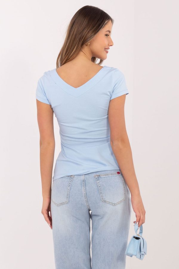 Blue Blouse in Women`s Blouses, Tunics with Cotton and Spandex