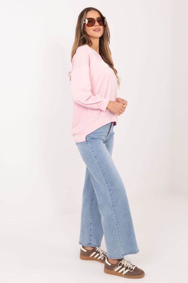 Pink Sweatshirt in Sweatshirts For Women with Spandex and Viscose