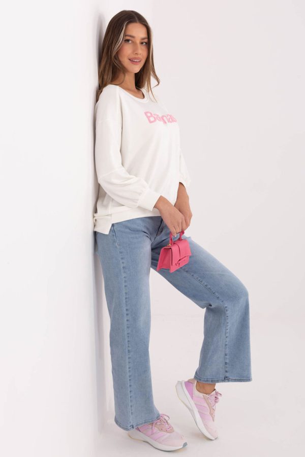 Beige Sweatshirt in Sweatshirts For Women with Spandex and Viscose