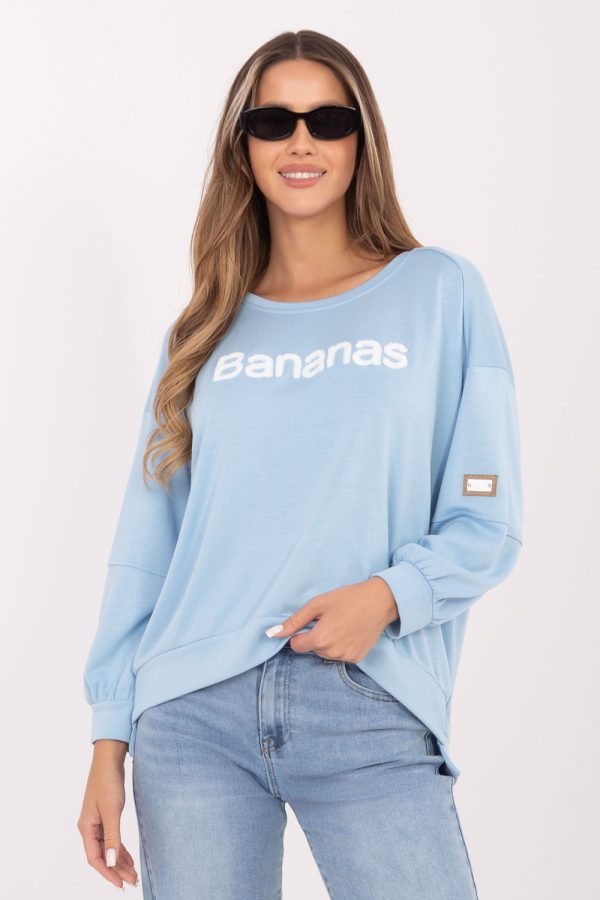Blue Sweatshirt in Sweatshirts For Women with Spandex and Viscose