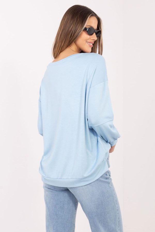 Blue Sweatshirt in Sweatshirts For Women with Spandex and Viscose