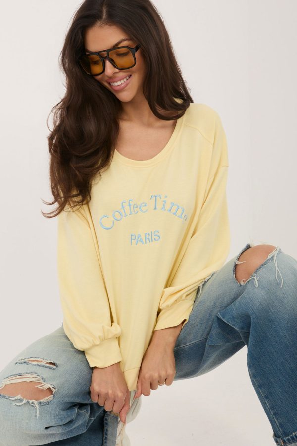 Yellow Sweatshirt in Sweatshirts For Women with Spandex and Viscose