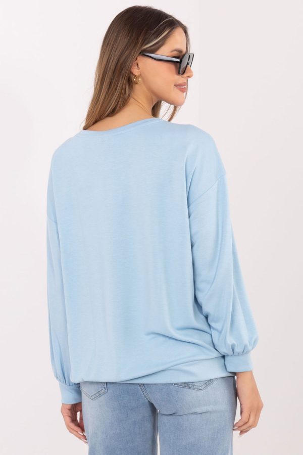 Blue Sweatshirt in Sweatshirts For Women with Spandex and Viscose