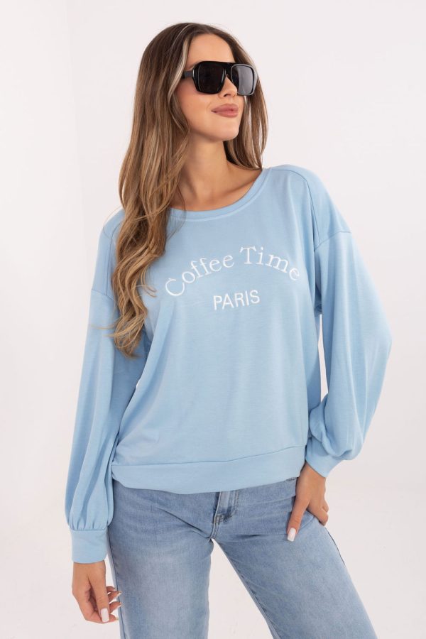 Blue Sweatshirt in Sweatshirts For Women with Spandex and Viscose