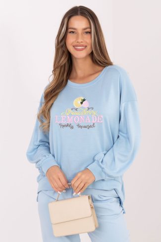 Blue Sweatshirt in Sweatshirts For Women with Spandex and Viscose