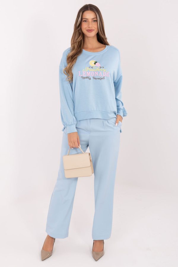 Blue Sweatshirt in Sweatshirts For Women with Spandex and Viscose