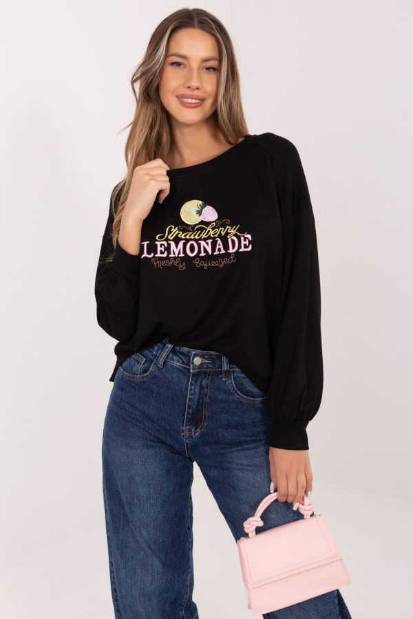 Black Sweatshirt in Sweatshirts For Women with Spandex and Viscose