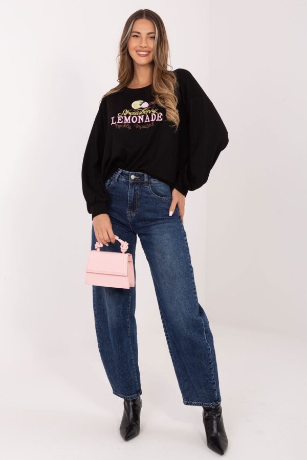 Black Sweatshirt in Sweatshirts For Women with Spandex and Viscose