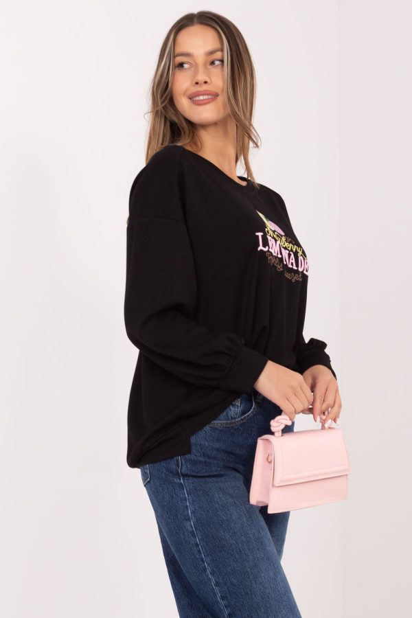 Black Sweatshirt in Sweatshirts For Women with Spandex and Viscose