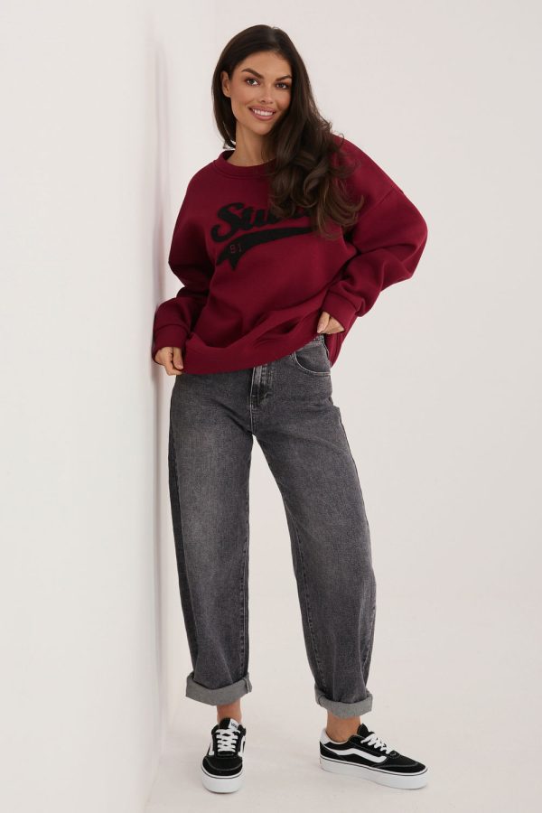 Red Sweatshirt in Sweatshirts For Women with Cotton and Spandex