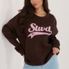 Brown Sweatshirt in Sweatshirts For Women with Cotton and Spandex