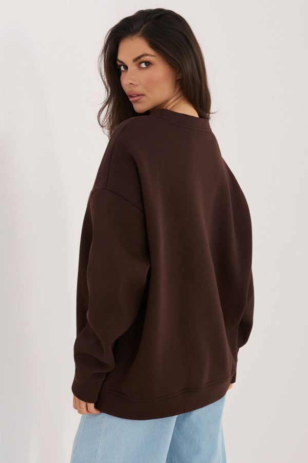 Brown Sweatshirt in Sweatshirts For Women with Cotton and Spandex