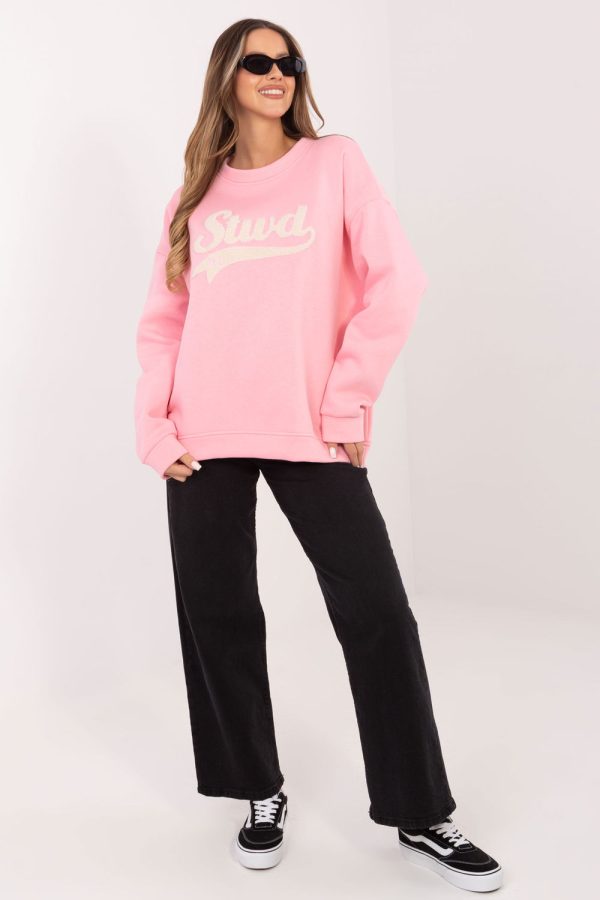 Pink Sweatshirt in Sweatshirts For Women with Cotton and Spandex