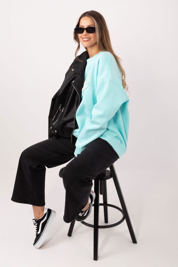 Green Sweatshirt in Sweatshirts For Women with Cotton and Spandex