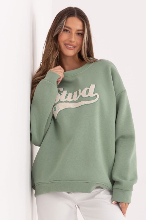 Green Sweatshirt in Sweatshirts For Women with Cotton and Spandex