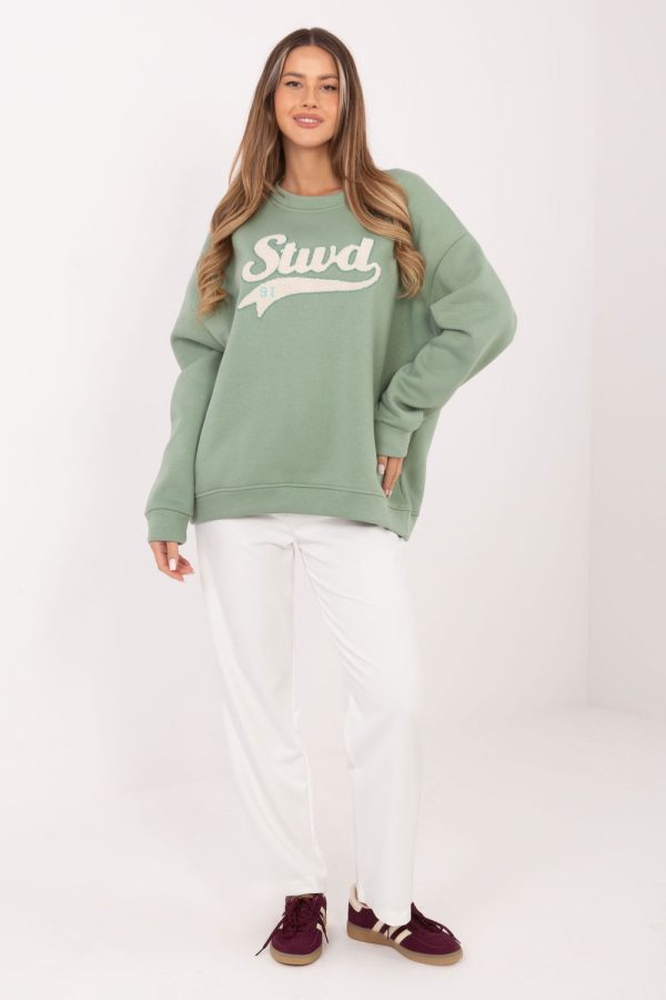 Green Sweatshirt in Sweatshirts For Women with Cotton and Spandex